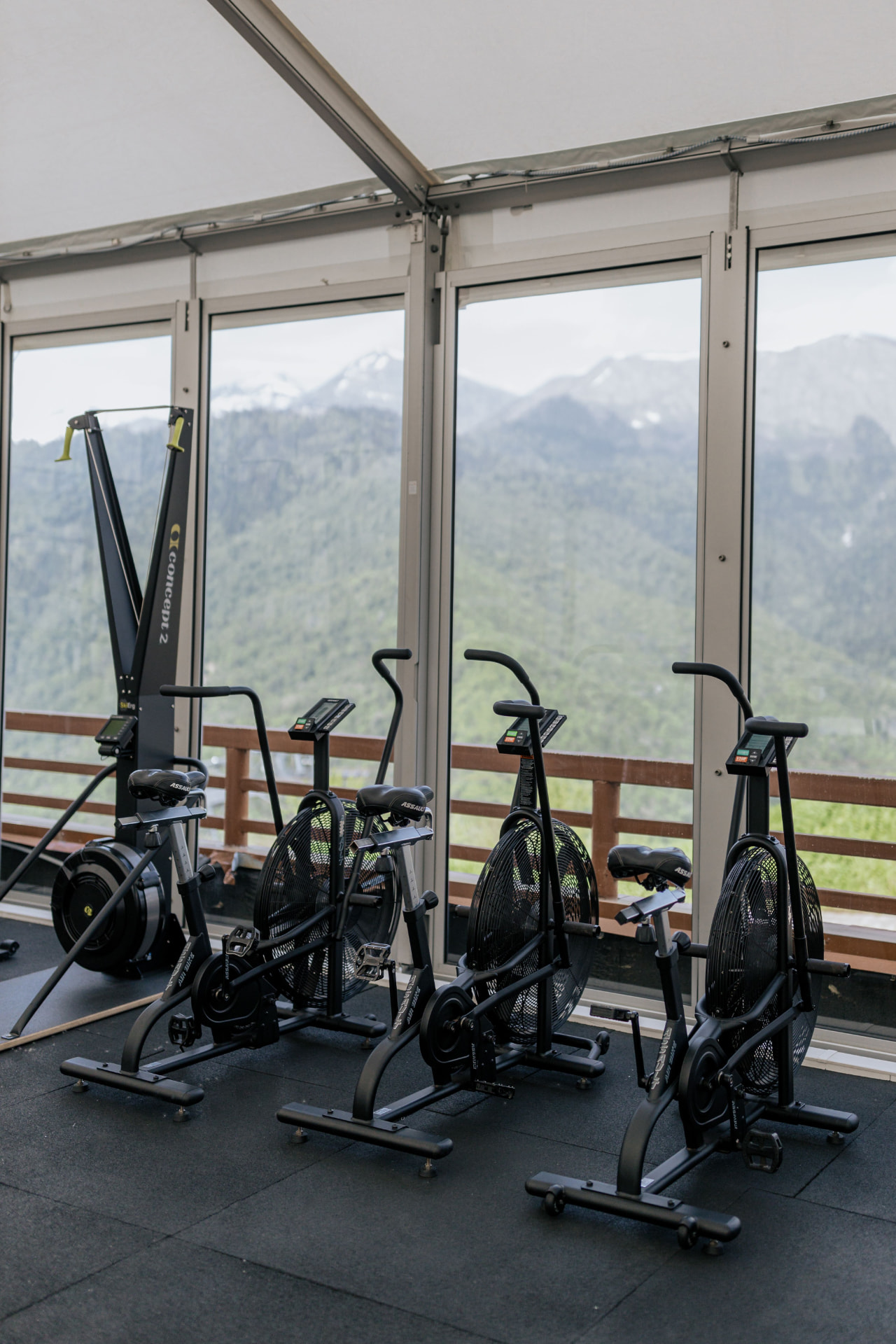 Área de treinamento cardiovascular equipada